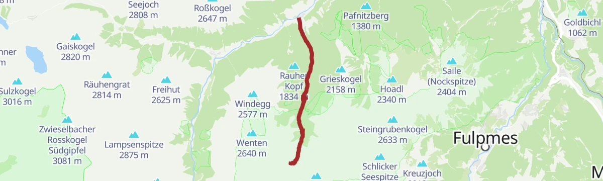 Route map: Sellrainer Hüttenrunde: 1. Etappe